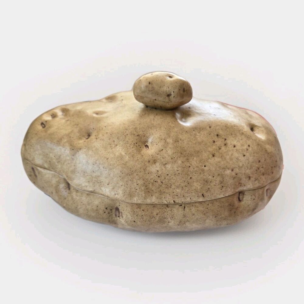 BIG POTATO DISH! Vintage Handmade/Painted Ceramic Serving Dish 1980's Serveware